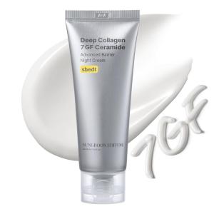 SUNGBOON EDITOR Deep Collagen 7GF Korean Night Cream for Face and Neck | Advanced Skincare Formula & Nighttime Moisturizer | 5 Ceramides & Retinol | Firm-Looking/Barrier-Supporting, 1.69oz