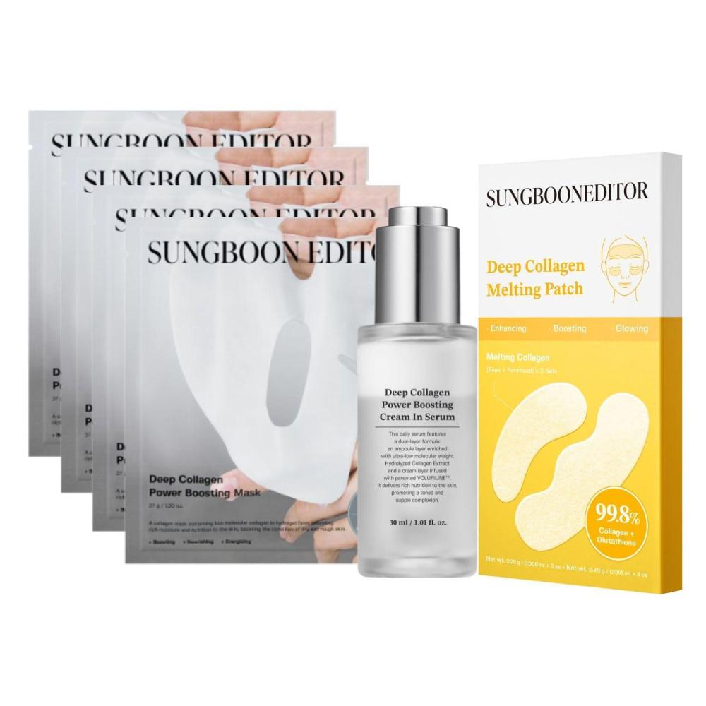 imageSUNGBOON EDITOR Collagen Boosting Trio  Hydrating Patch Deep Hydrating Mask 4ea amp Cream in Serum  FirmLooking Appearance for Fine Lines  Korean Skincare Gift Set
