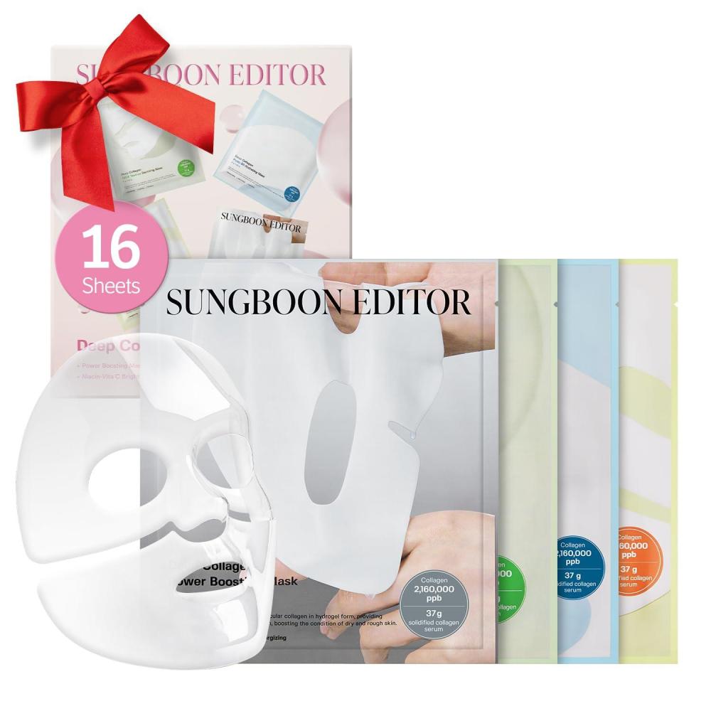 imageSUNGBOON EDITOR Deep Collagen STARTER KIT Real Collagen 2160000ppb  Glass Skin Elasticity Moisturizing Calming Uneven Skin Overnight Face MaskTikTok trend items Korean Skin Care 37gx16ea