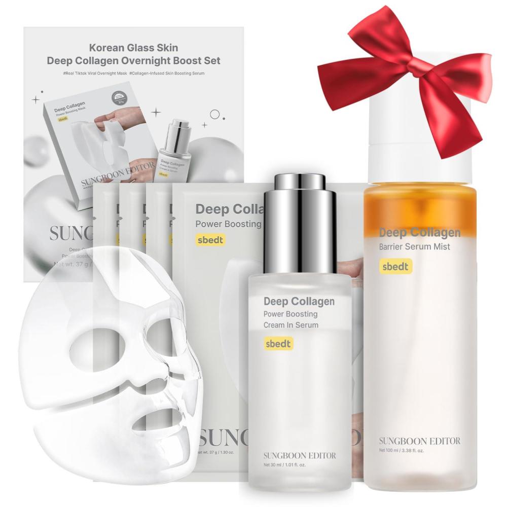 imageSUNGBOON EDITOR FrostProof Glow Bundle  Glow Mist Set  Deep Collagen Overnight Mask 4ea Surface Line amp Texture Care Serum amp Barrier Serum Mist