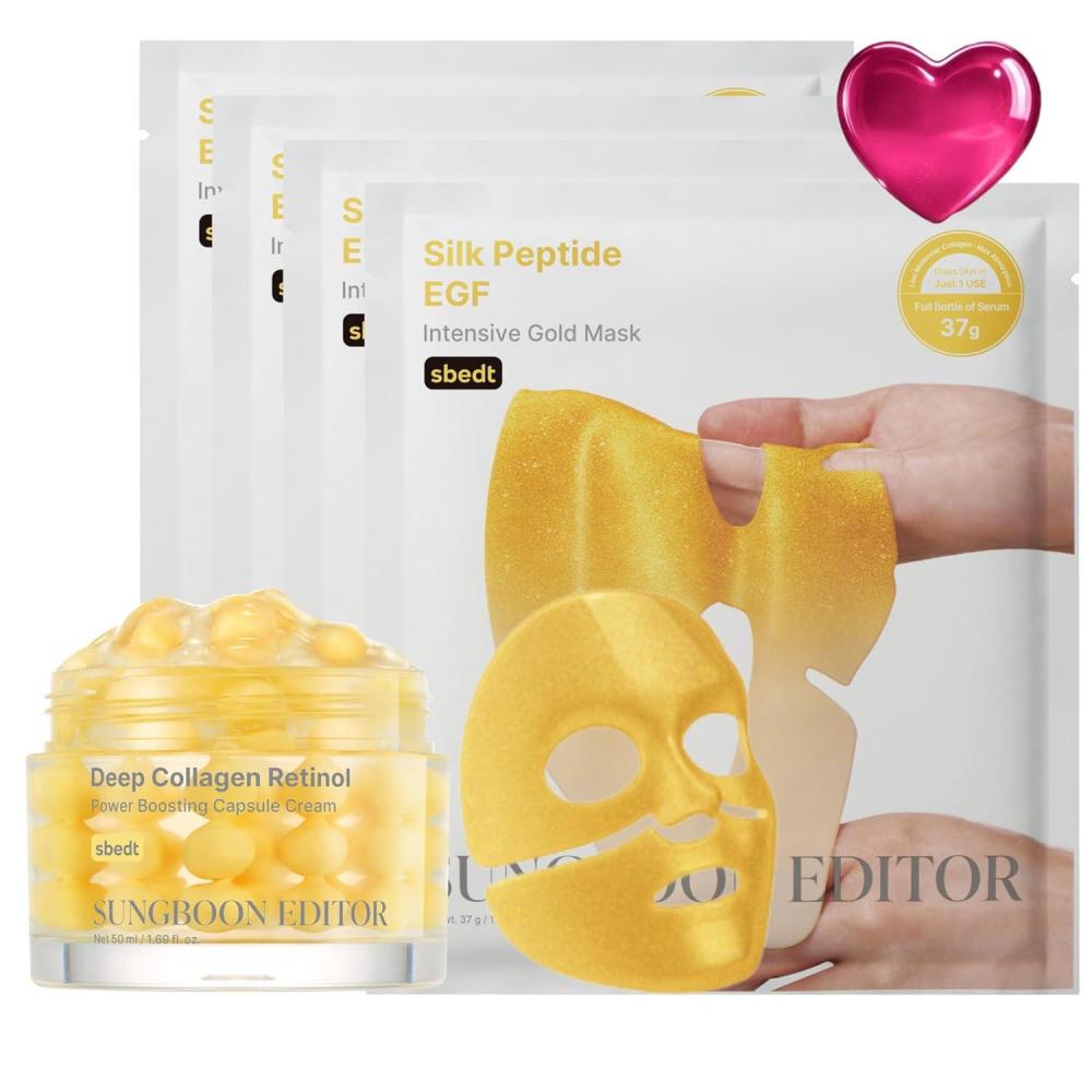 imageSUNGBOON EDITOR Golden Glow Deep Hydration Duo I Silk Peptide EGF Intensive Gold Mask amp Deep Collagen Capsule Cream I Valentines Day Gifts for Woman