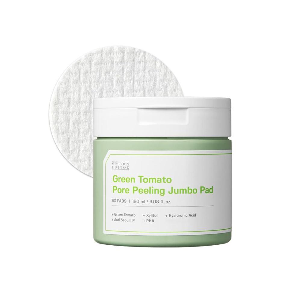 imageSUNGBOON EDITOR Green Tomato Pore Peeling Pad 60 Sheets  Exfoliating PHA Toner Pads with Green Tomato amp Hyaluronic Acid  Pore Minimizer for Face  Korean Skincare