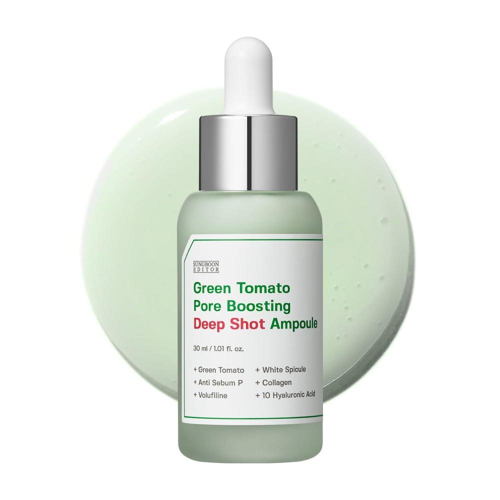 imageSUNGBOON EDITOR Green Tomato Volufiline Pore Boosting Deep Shot Ampoule  Pore Minimizing amp Skin Tightening Serum with Collagen amp Hyaluronic Acid Korean Skincare 101 Fl Oz
