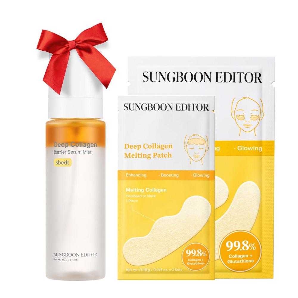 imageSUNGBOON EDITOR Melting Collagen Set Deep Collagen Melting Patch 6pcs Barrier Serum Mist Real Collagen Care for Puffy Eyes and Neck Wrinkles Best Gifts for Mom Skincare Gift Sets for Mom