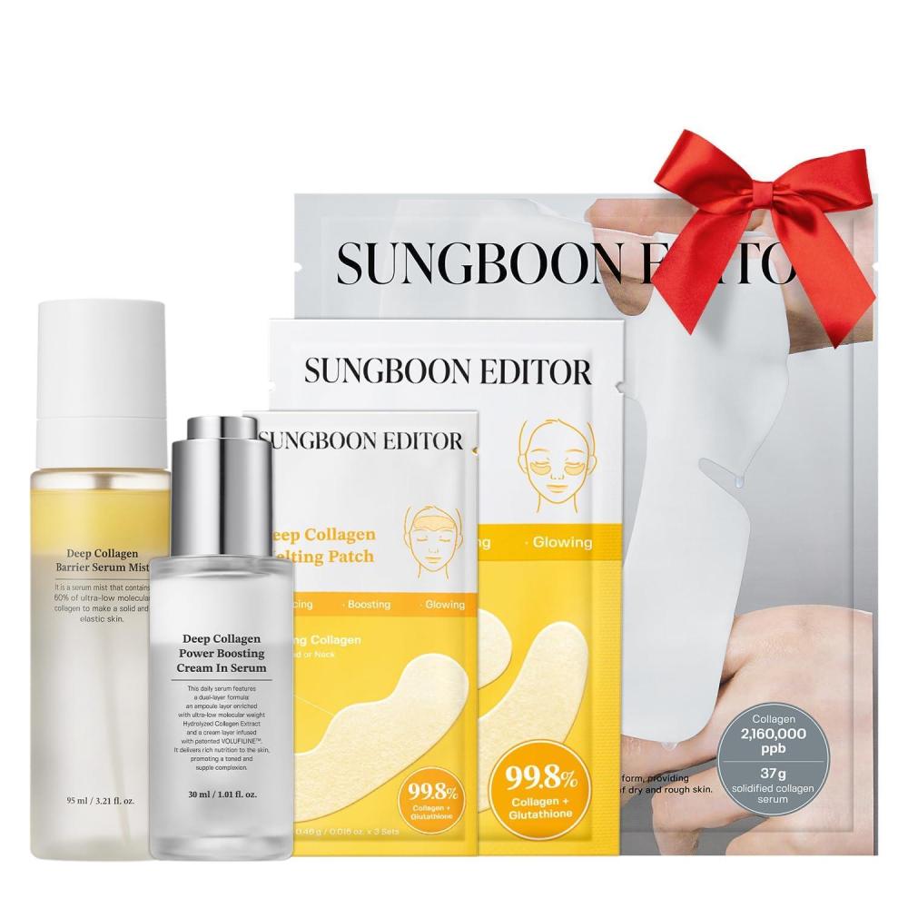 imageSUNGBOON EDITOR Refine Finelines Routine for Glow Mist Set Deep Collagen Face Mask 4ea Collagen Melting Patch 6pcs Collagen Cream In Serum Collagen Barrier Serm Mist Skincare Gift Sets for Mom