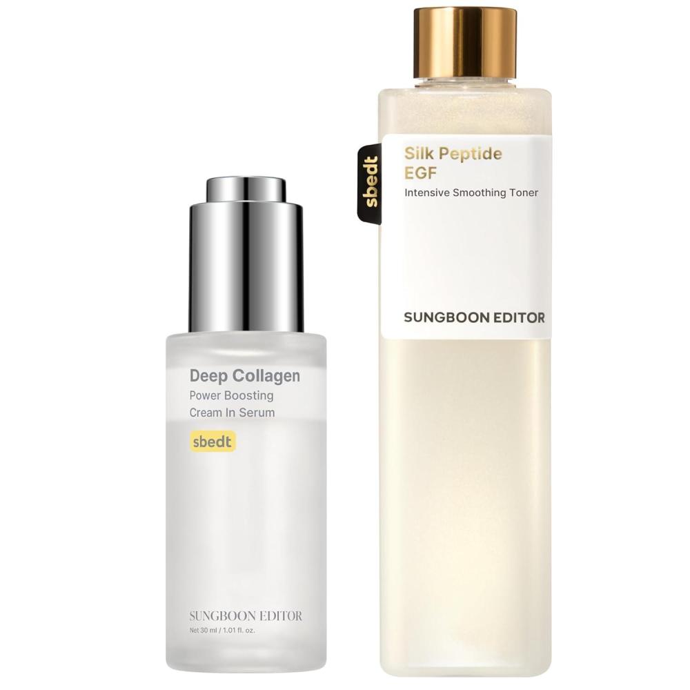 imageSUNGBOON EDITOR Smooth amp PlumpLooking FirstStep Duo  Surface Line amp Texture Care Serum amp Silk Peptide EGF Facial Toner  Korean Skincare Gift Set