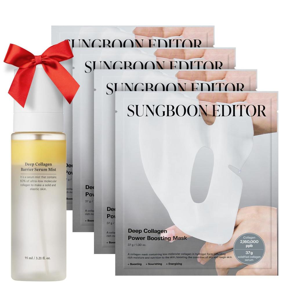 imageWrinkle Free Mist DUO Deep Collagen Power Boosting Mask Sheets 4ea amp Deep Collagen Barrier Serum Mist Hydrating Gift Set for Women amp Moms Korean Skincare  Christmas Gift Sets