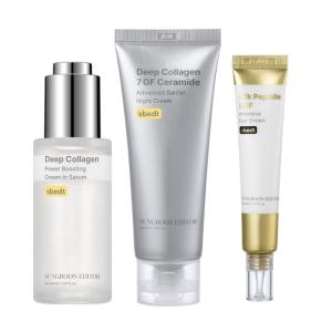 SUNGBOON EDITOR Full Face Overnight Collagen Trio | 7GF Night Cream,Serum & Silk Peptide EGF Eye Cream | Firming&Skin Elasticity Moisturizer | Under Eye Care Cream | Korean Skincare Gift Set for Women