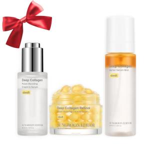 SUNGBOON EDITOR Holiday Glow Mist Set | Deep Collagen Mist, Surface Line & Texture Care Serum & Retinol Capsule Cream | Christmas Gift Set