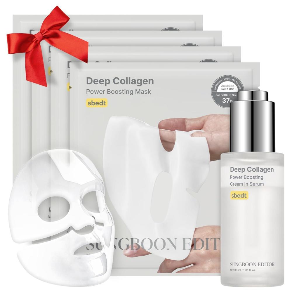 imageRevitalizing Combosmoothlooking Boosting DUO Deep Collagen Power Boosting Mask 4ea amp Deep Collagen Power Boosting Cream In Serum SelfCare Gift Set for Women amp Moms Korean Skincare