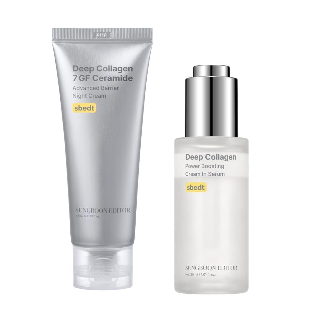 imageSUNGBOON EDITOR Deep Collagen Overnight Volumizing Duo  7GF Night Cream amp Volufiline Serum  Firming Hydrating Moisturizer Face Set for Skin Elasticity  Korean Skincare Gift Set for Women