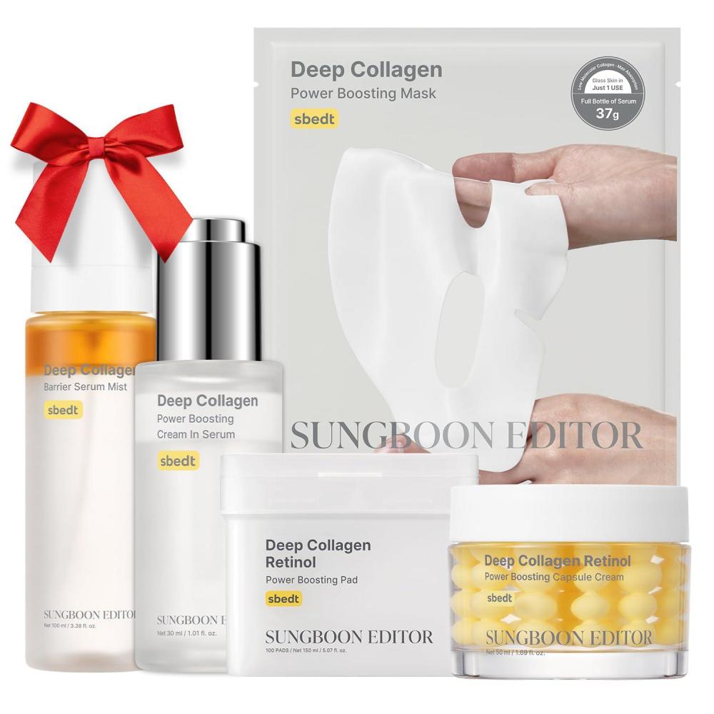 imageSUNGBOON EDITOR Deep Collagen Ultimate Collagen Glow Set  Filler Serum Glowy Mist Retinol Capsule Cream Pads amp Overnight Mask  skinconditioning Hydration amp Skin Elasticity Set