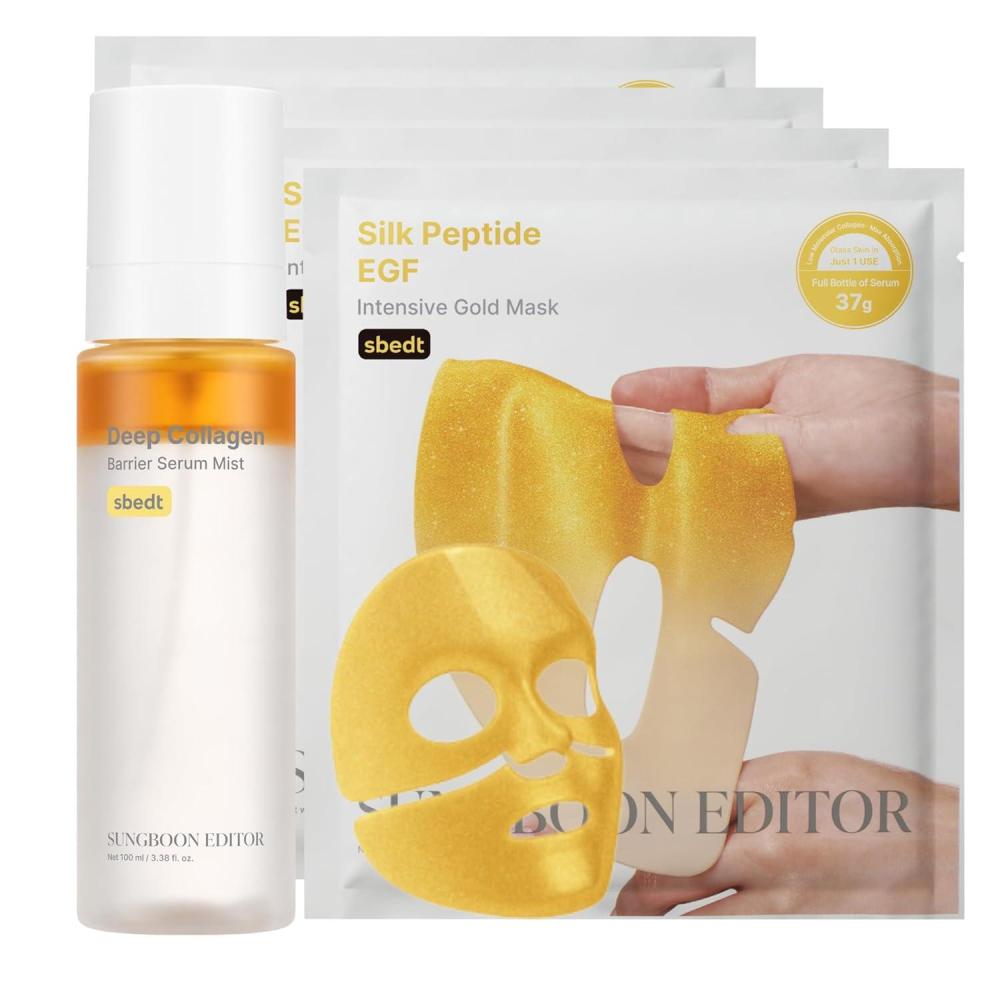 imageSUNGBOON EDITOR Golden Collagen Glow Hydration Duo  Silk Peptide Intensive Gold Mask amp Glowlocking Mist  Valentines Day Gifts for Woman