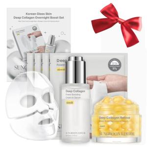 SUNGBOON EDITOR Winter Spa Skin Bundle | Glow Mist Gift Set | Deep Collagen Overnight Mask (4ea), Surface Line & Texture Care Serum & Retinol Capsule Cream | Valentines Day Gifts for Woman