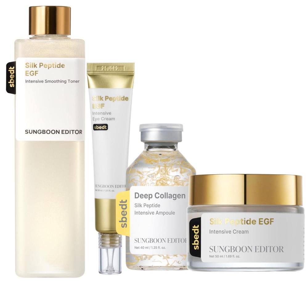 imageSUNGBOON EDITOR Ultimate Full Face firmlookingPlumplooking Silk Peptides EGF SetDeep Collagen Silk Peptide Intensive Ampoule amp Silk Peptides EGF Toner amp Cream amp Eye CreamKorean Skincare