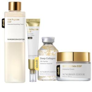 SUNGBOON EDITOR Ultimate Full Face firm-looking/Plump-looking Silk Peptides EGF SetㅣDeep Collagen Silk Peptide Intensive Ampoule & Silk Peptides EGF Toner & Cream & Eye CreamㅣKorean Skincare