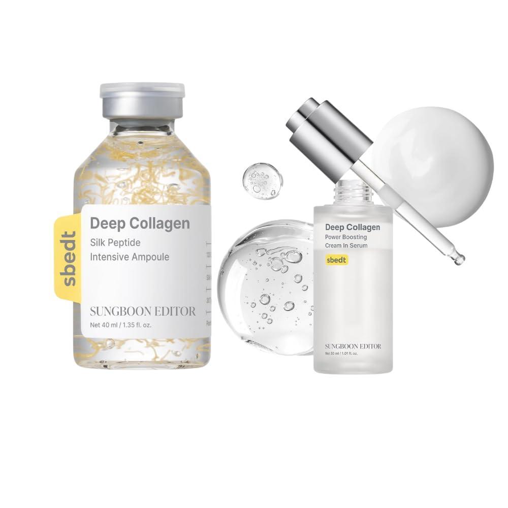 imageSUNGBOON EDITOR Intensive Collagen Care Duo  for Wrinkles Skin Tightening amp Dry Skin  Silk Peptide Intensive Lifting Ampoule amp Retinol Capsule Cream  Korean Skincare