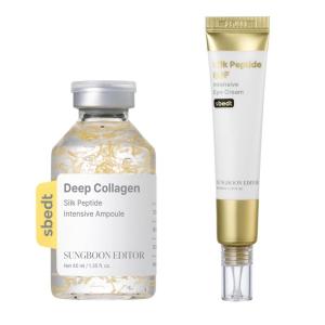 SUNGBOON EDITOR Double firm-looking-looking/Plump-looking Eye Care Duoㅣ Deep Collagen Silk Peptide Intensive Ampoule & Silk Peptides EGF Intensive Eye Cream l Korean Skincare Gift Set for women