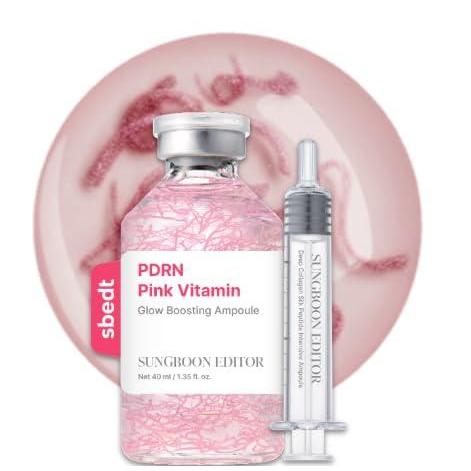 imageSUNGBOON EDITOR Pink PDRN Glow Boosting Ampoule with Vitamin B12 Collagen amp 10 Hyaluronic Acids  Hydrating Radiance Serum for Elasticity amp Smooth Skin  135 fl oz 40ml