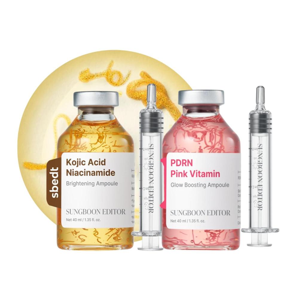 imageSUNGBOON EDITOR Collagen Peptide Pink PDRN Glow Intensive Ampoule  SUNGBOON EDITOR Kojic Acid Niacinamide Brightening Ampoule with Toning Beads 135 fl oz  Gifts for women
