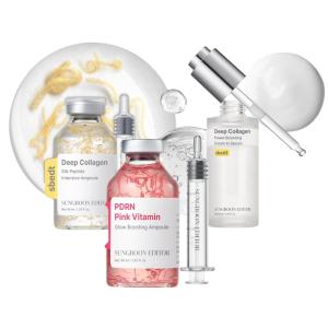 SUNGBOON EDITOR Collagen Peptide Pink PDRN Glow Intensive Ampoule | Collagen Silk Peptide Intensive Ampoule | Deep Collagen Serum | Gifts for women