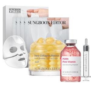 SUNGBOON EDITOR Collagen Peptide Pink PDRN Glow Intensive Ampoule | Deep Collagen Retinol Capsule Cream | Deep Collagen Overnight Mask Hydrating Mask for Glass Skin | Gifts for women
