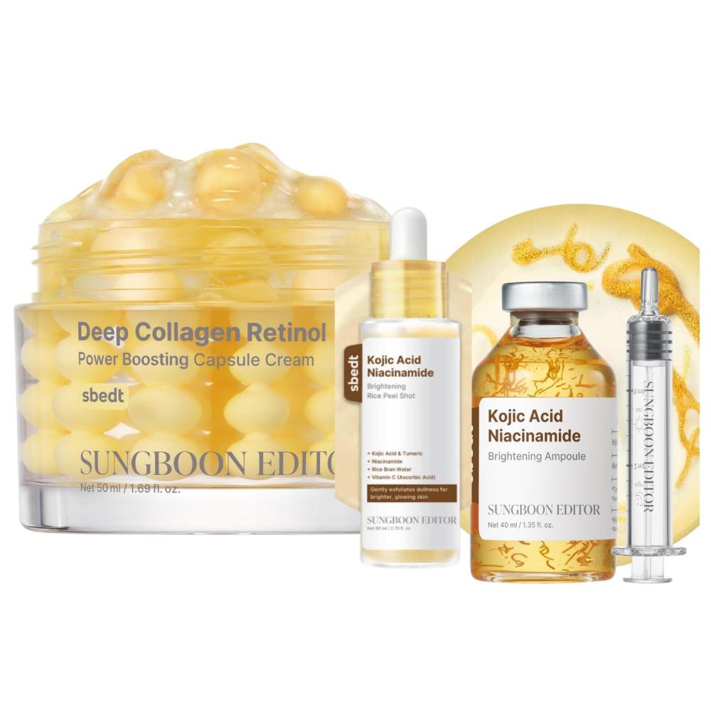 imageSUNGBOON EDITOR Kojic Acid Niacinamide Brightening Ampoule  Kojic Acid Peel Shot Serum  Deep Collagen Retinol Capsule Cream  Gifts for women