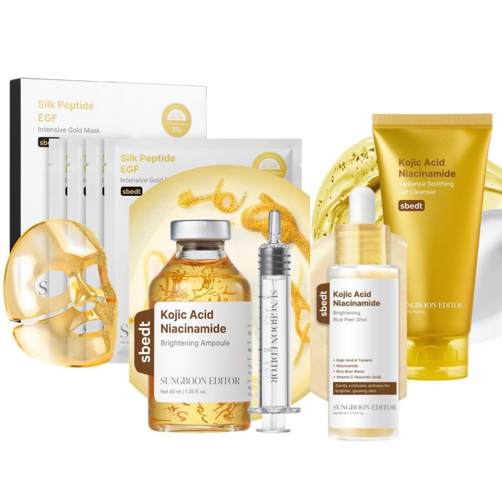 imageSUNGBOON EDITOR Kojic Acid Niacinamide Brightening Ampoule  Kojic Acid Serum  Kojic Turmeric Brightening Cleanser  SUNGBOON EDITOR Silk Peptide EGF Intensive Gold Overnight Mask  Gifts for women