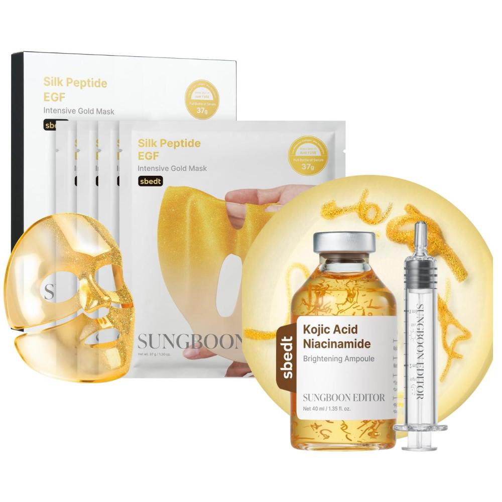 imageSUNGBOON EDITOR Kojic Acid Niacinamide Brightening Ampoule  Silk Peptide EGF Intensive Gold Overnight Mask  Gifts for women