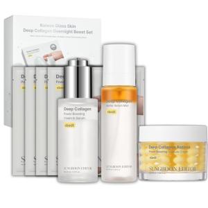 SUNGBOON EDITOR Deep Collagen Rejuvenating Set | Face Mask (4ea), Serum Mist & Retinol Capsule Cream | Collagen, Peptides & Retinol Skincare Bundle | Hydrating & Firm-Looking Korean Skincare Gifts