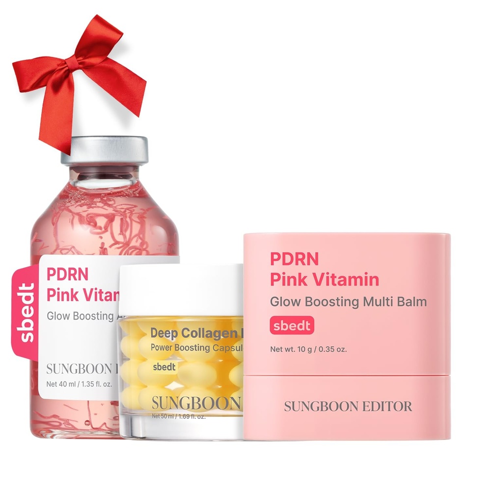 image:imageSUNGBOON EDITOR 3Step Plump Glow Trio Set PDRN Stick Balm  PDRN Ampoule  Capsule Cream Korean Skincare Gift Set for Women