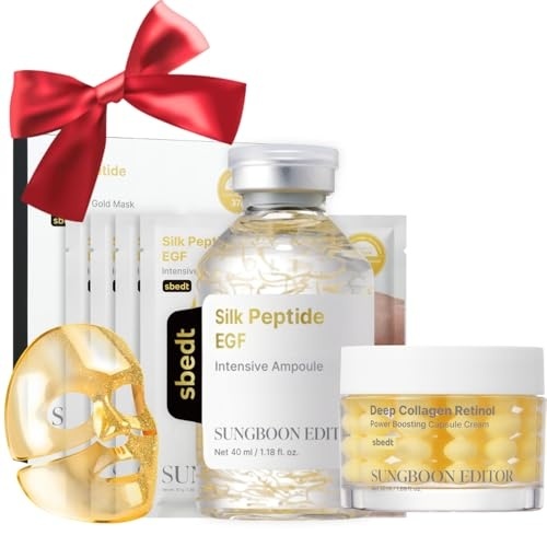 image:imageSUNGBOON EDITOR FirmLooking amp Glow HOMETOX Trio for Radiant Skin Gold Mask EGF Silk Peptide Ampoule amp Collagen Capsule Cream Korean Skincare Gift Set for Women