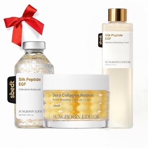 SUNGBOON EDITOR 3-Step Firm Plump Glow Trio Set, EGF Silk Peptide Ampoule + Deep Collagen Capsule Cream + Silk Peptide Toner, Korean Skincare, Gift Set for Women