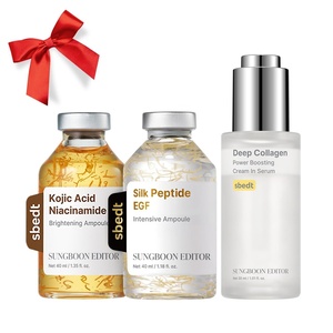 SUNGBOON EDITOR Glass Skin Radiance Trio Set, Deep Collagen Silk Peptide Ampoule + Kojic Acid Ampoule + Deep Collagen Serum, Korean Skincare, Gift Set for Women