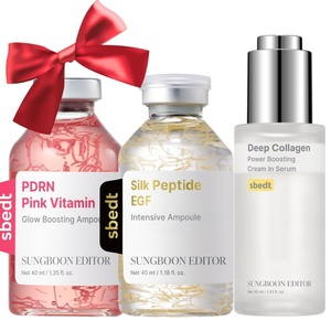 SUNGBOON EDITOR Ultimate Firming Bundle Set for Elasticity Support & Smooth-Looking Skin, EGF Silk Peptide Ampoule & Collagen Serum, Korean Skincare Gift Set