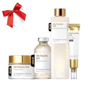SUNGBOON EDITOR Ultimate Full Face Firm-Looking/Plump-Looking Silk Peptides EGF Set, Silk Peptides EGF Intensive Ampoule & Toner & Cream & Eye Cream, Korean Skincare