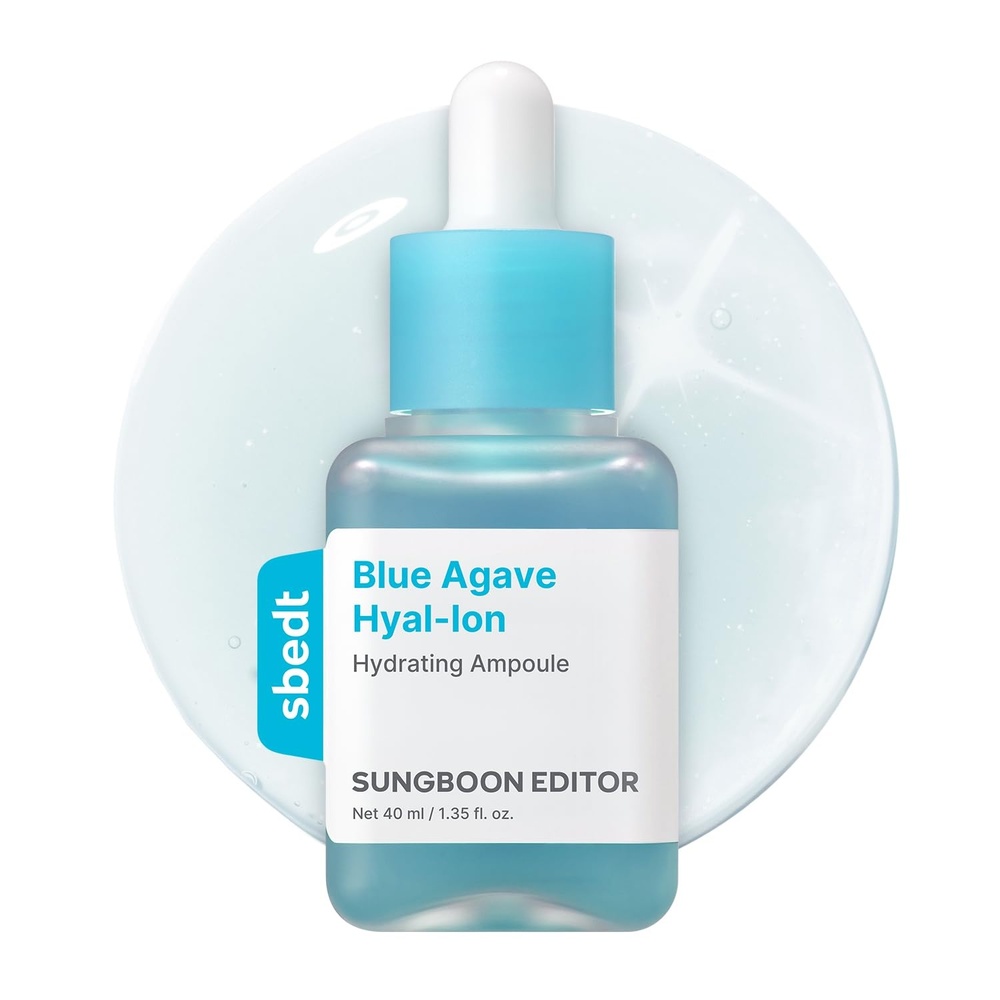 image:imageSUNGBOON EDITOR Blue Agave HyalIon Hydrating Ampoule Deep Moisture WaterGlow Serum for Dry DehydratedLooking Skin with 99 Pure Hyaluronic Acid 6Ion Complex Korean Skincare 135 fl oz