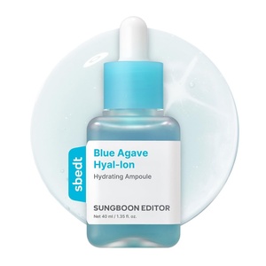 SUNGBOON EDITOR Blue Agave Hyal-Ion Hydrating Ampoule, Deep Moisture Water-Glow Serum for Dry, Dehydrated-Looking Skin, with 99% Pure Hyaluronic Acid, 6-Ion Complex, Korean Skincare, 1.35 fl oz