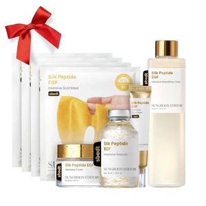 SUNGBOON EDITOR EGF Collagen Complete Care Set, Gold Collagen Mask 4ea, EGF Silk Peptide Ampoule, EGF Toner, Eye Cream & Cream, Firming, Glow Care, Korean Skincare, Gift Set for Women