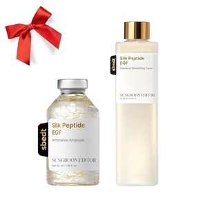 SUNGBOON EDITOR EGF Toner & Ampoule Duo, EGF Toner & EGF Silk Peptide Ampoule, Firming, Hydrating, Glow Care, For Dry and Tired-Looking Skin, Korean Skincare, Gift Set for Women