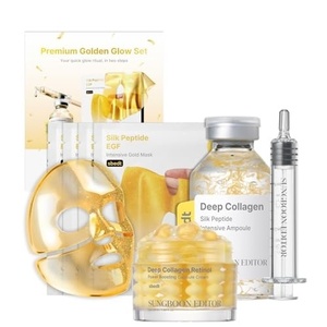 SUNGBOON EDITOR Premium Overnight Anti-Aging Bundle – Golden Glow Silk Peptide Ampoule & 24K Gold Mask Set with Deep Collagen Retinol Capsule Cream ($1.69 ext( fl oz)$) for Fine Lines, Wrinkles & Rad