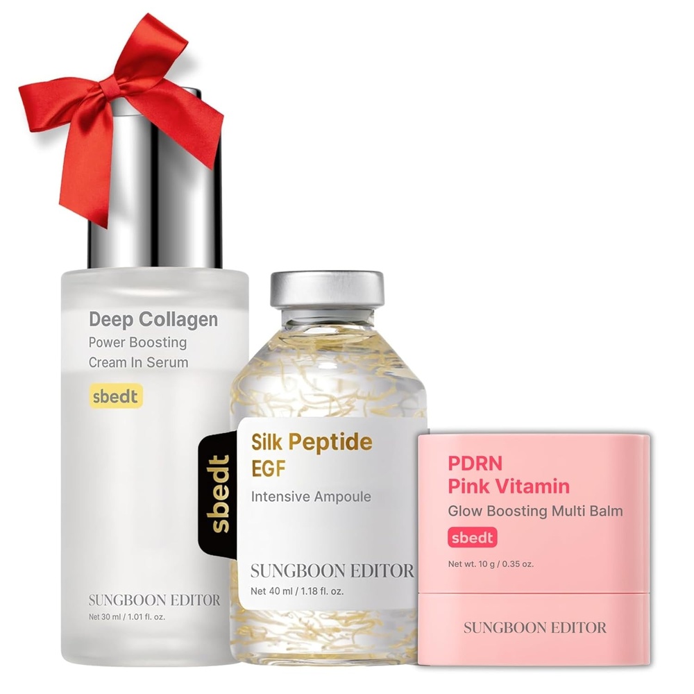 image:imageSUNGBOON EDITOR Firming Glow 3Step Trio Set EGF Silk Peptide Ampoule  Deep Collagen Serum  PDRN Stick Korean Skincare Gift Set for Women