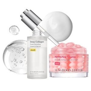 SUNGBOON EDITOR Collagen & Pink Glow Duo Set, Deep Collagen Serum + PDRN Capsule Cream, Korean Skincare Gift Set for Women
