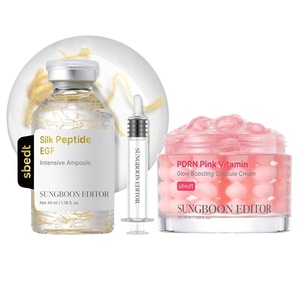 SUNGBOON EDITOR EGF Pink Glow Duo Set, EGF Silk Peptide Ampoule + PDRN Capsule Cream, Korean Skincare Gift Set for Women