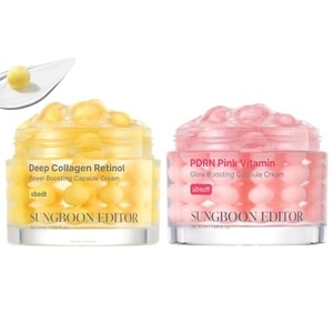 SUNGBOON EDITOR Firm-Looking & Pink Glow Capsule Cream Duo Set, Deep Collagen + PDRN Capsule Cream, Korean Skincare Gift Set for Women