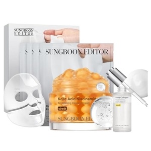 SUNGBOON EDITOR Firm-Looking & Tone Glow Trio Set, Boosting Mask 4 Count + Deep Collagen Serum + Kojic Capsule Cream, Korean Skincare Gift Set for Women