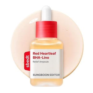SUNGBOON EDITOR Red Heartleaf BHA-Lino Relief Ampoule, Lightweight Serum for Oily, Blemish-Prone Skin, with 82% Heartleaf Water, Salicylic Acid, Linoleic Acid & Niacinamide, Korean Skincare,1.35 fl oz