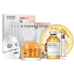 SUNGBOON EDITOR Tone & Glow Trio Set, Kojic Acid Ampoule + Kojic Capsule Cream + Boosting Mask 4 Count, Korean Skincare Gift Set for Women