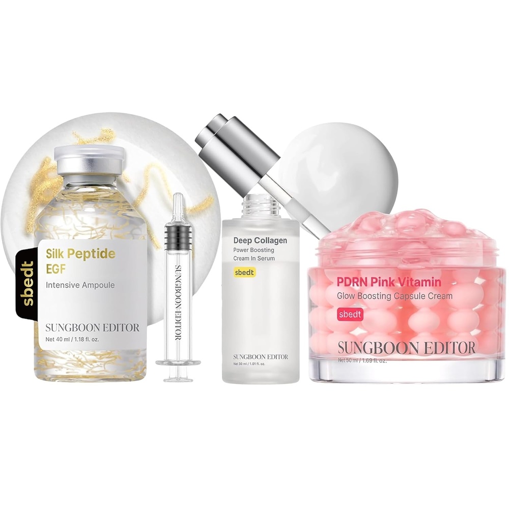 image:imageSUNGBOON EDITOR Silk Peptide EGF Ampoule Collagen Serum Pink PDRN Capsule Cream Korean Skincare Gift Set for Women