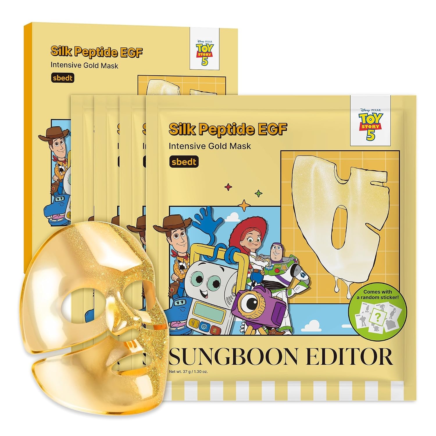 image:imageSUNGBOON EDITOR Toy Story 5 Firming Skincare Set Silk Peptide EGF Gold Mask 4EA Intensive EGF Ampoule 135 fl oz amp Deep Collagen Retinol Capsule Cream 169 fl oz